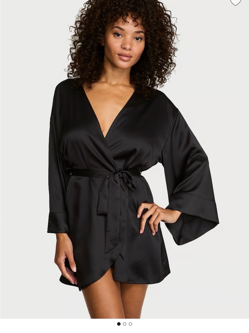 Victoria's Secret Black Satin Wrap Robe